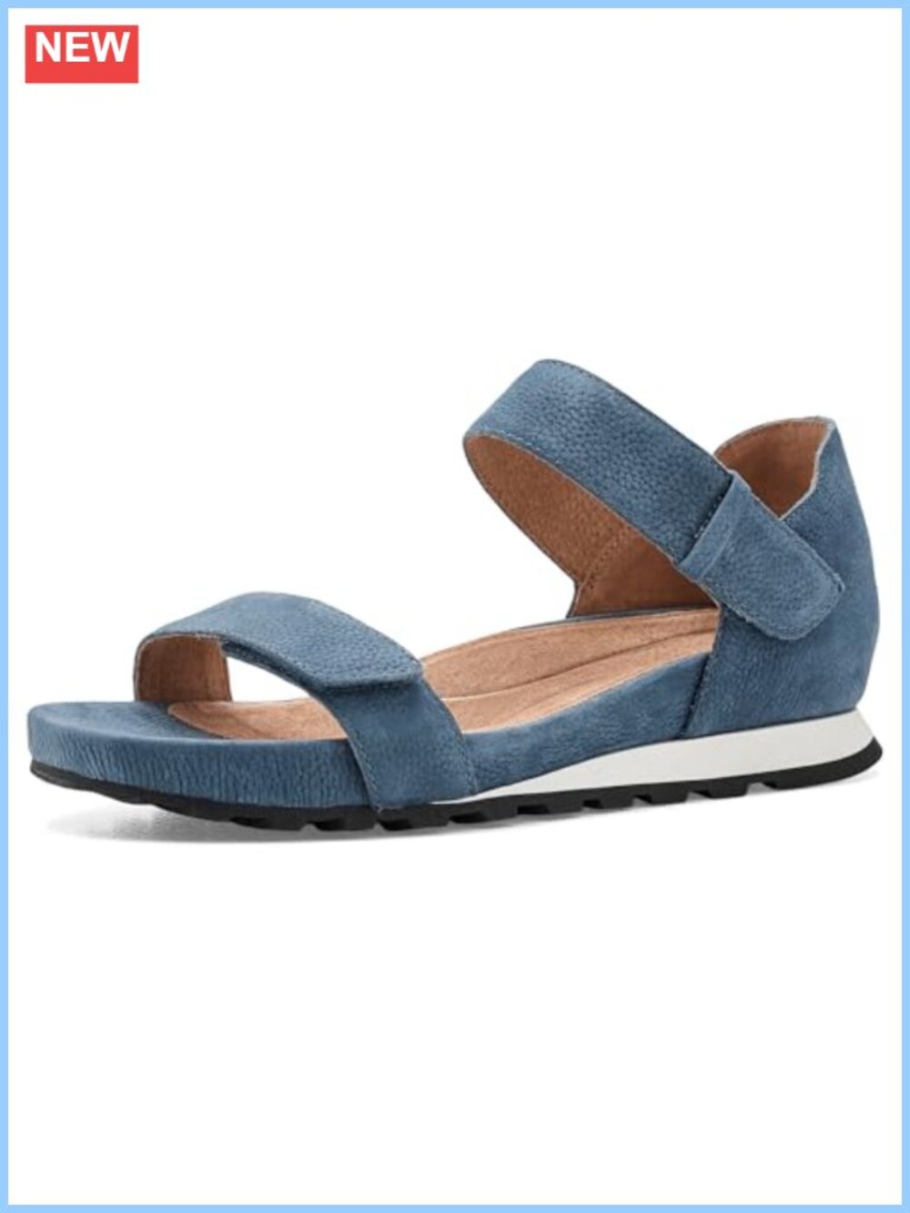 Jambu Linda Leather Wedge Sandals Adjustable Hook & Loop Casual